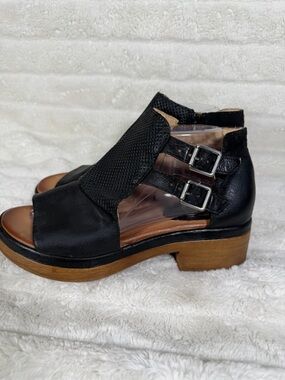 MIZ MOOZ LIBRA Women EU 40 / US 9-9.5 PEEP TOE LEATHER HEELED SANDAL Black